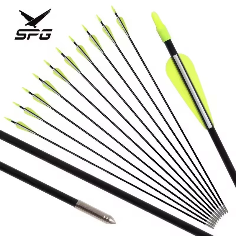 SPG 7 mm Fiberglass Arrow Archery 30 Inch Outsourcing Fixed Tips Traditional Recurve Bow Outdoor Hunting Practice Arrows