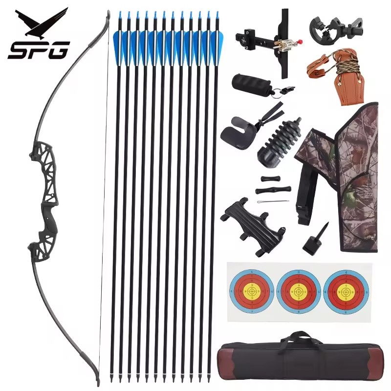 Archery Takedown Recurve Bow Metal Riser Training Beginner Traditional Longbow Hunting Bow And Arrow Carbon Accessories Set