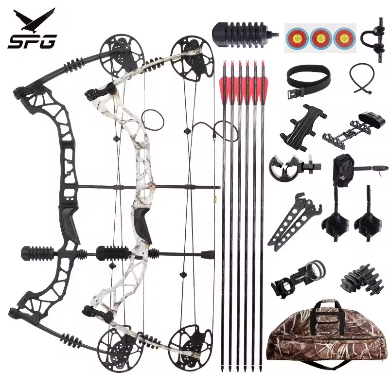 SPG Compound Bow Archery Hunting Bows And Arrow Set Stabilizer Sight Quiver Rest Target D-loop 35-70 lb Metal Training Equipment