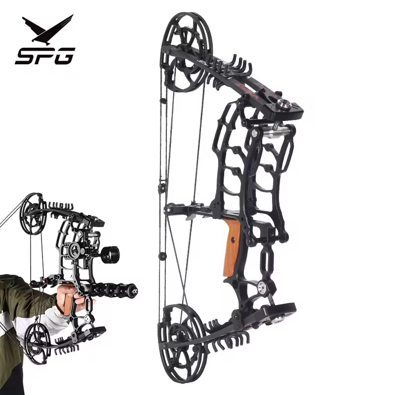 SPG Steel Ball Compound Bow and Arrow Set Left and Right Hand Dual Purpose Bow Kit Archery Outdoors Hunting Shooting Equipment