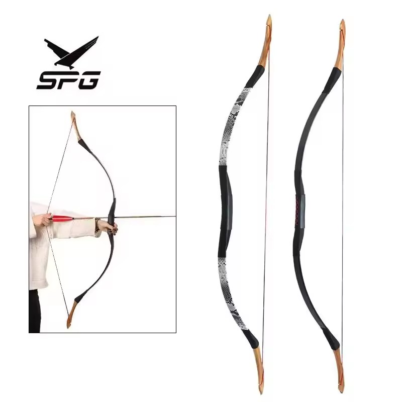 SPG Traditional Bow Archery Leather Wooden Risers Recurve Horse Mongolian Longbow Practice Turkish for for Left Right Hand