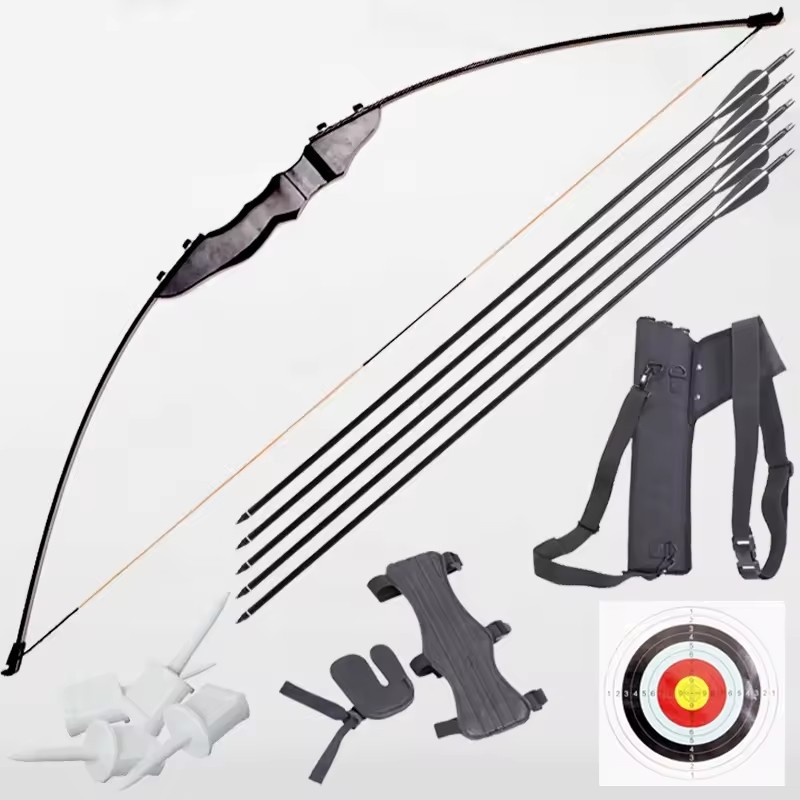 SPG Takedown Recurve Straight Bow Shooting Set Fiberglass Arrow Bag Arm Finger Guard Target Paper Beginner Practice Accessories