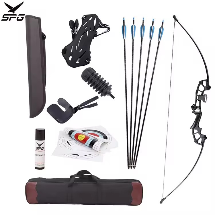 SPG Archery Straight Recurve Bow Fiberglass Arrow Bag Arm Guard Stabilizer Target Paper String Wax Beginner Practice Equipment