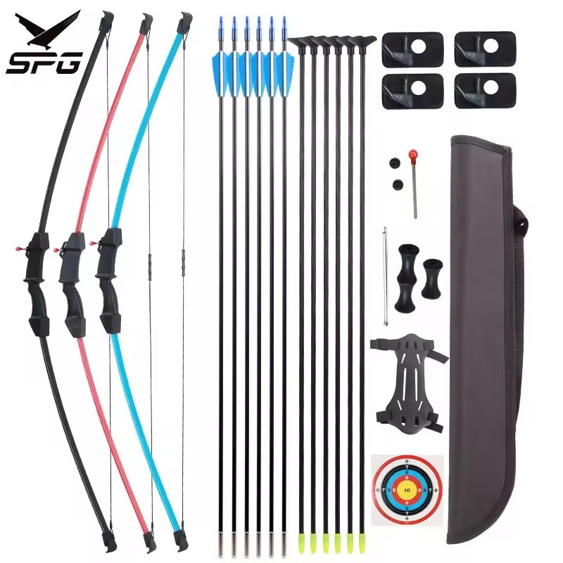 SPG Kids Takedown Recurve Bow and Arrow Set Left/Right handed Security Archery Shooting Game Target Toy Gift Children's Kit