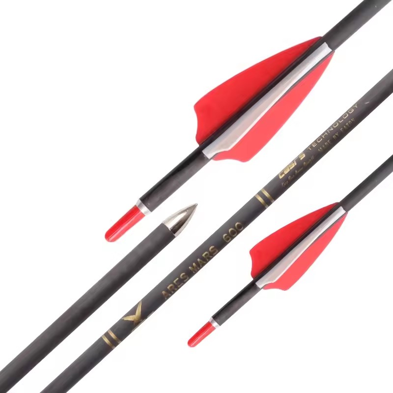 SPG Carbon Arrow Archery 31 Inch Traditional Recurve Bow Longbow Hunting Competition 600 Spine ID 4.2 mm Plastic Vane Point