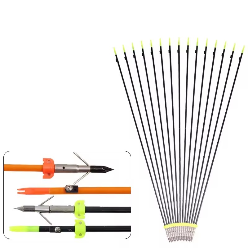 SPG Archery Bowfishing Arrow Fiberglass Compound Recurve Bow Professional Hunting Fishing Stainless Steel Broadheads Arrows