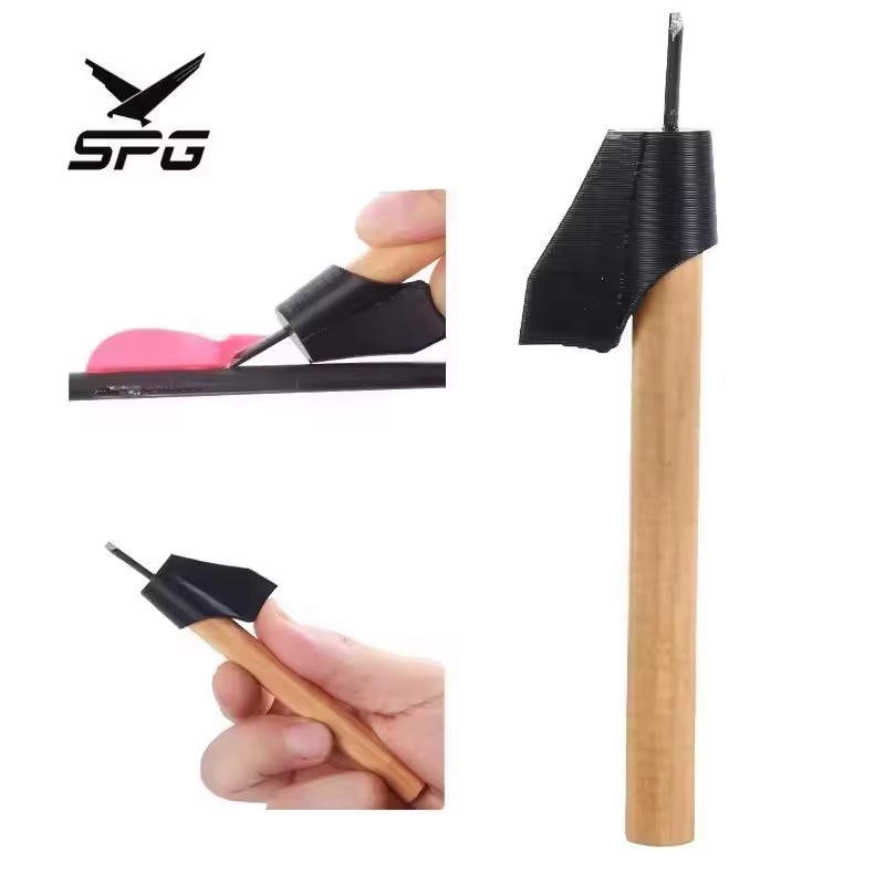 SPG Archery Feather Scraper Hunting Pure Mixed Carbon Fiberglass Arrow Vane Repair Residue Removal Special Blade Wooden Tool