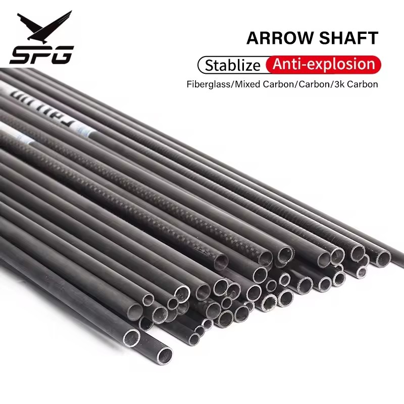 SPG Arrow Shaft Archery Customized All Series Spine Hunting Mixed Pure Carbon Fiberglass Rod 4.2/6.2/6/7/8 mm 3K Equipment
