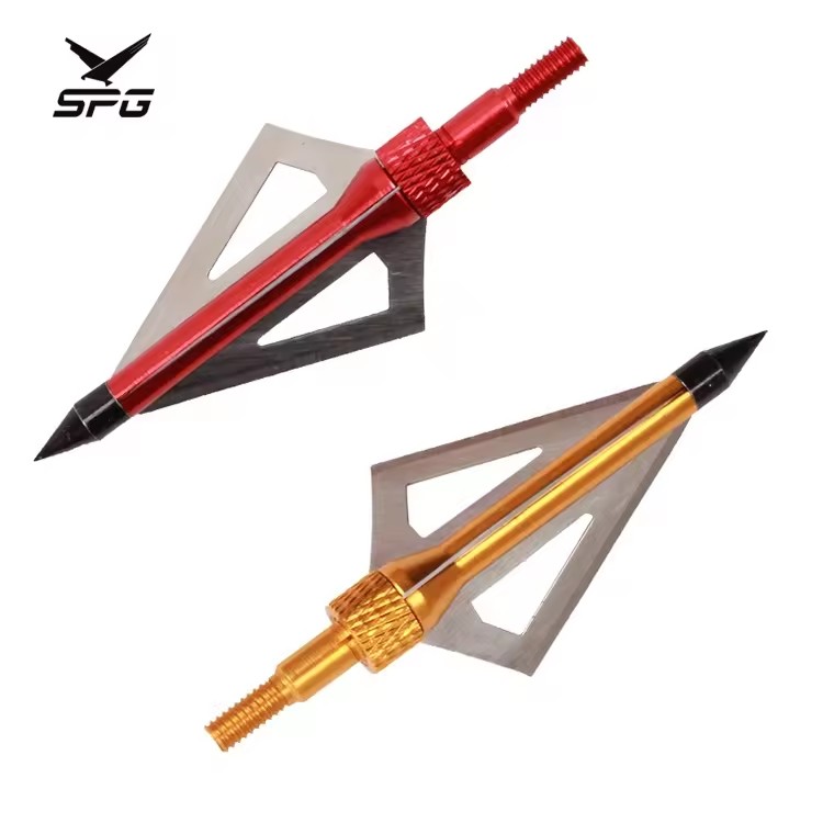 SPG Archery Arrowhead Hunting 100 Grain Compound Bow Stainless Steel Arrow Heads 3 blade Broadheads Tips Point Accessories