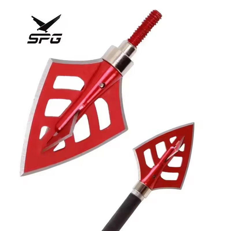 SPG Archery 100 Grain Hunting Broadheads Bow Aluminium Alloy ID 6.2 mm Carbon Arrow Head Tips Point Durable Outdoor Accessories