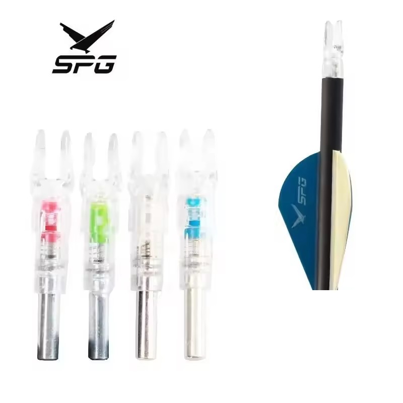 SPG Archery Lighted Arrow Nocks LED Automatically Light Up Glowing 3 Pack Hunting Fit ID 6.2 mm Pins Pure Carbon Arrow Shaft