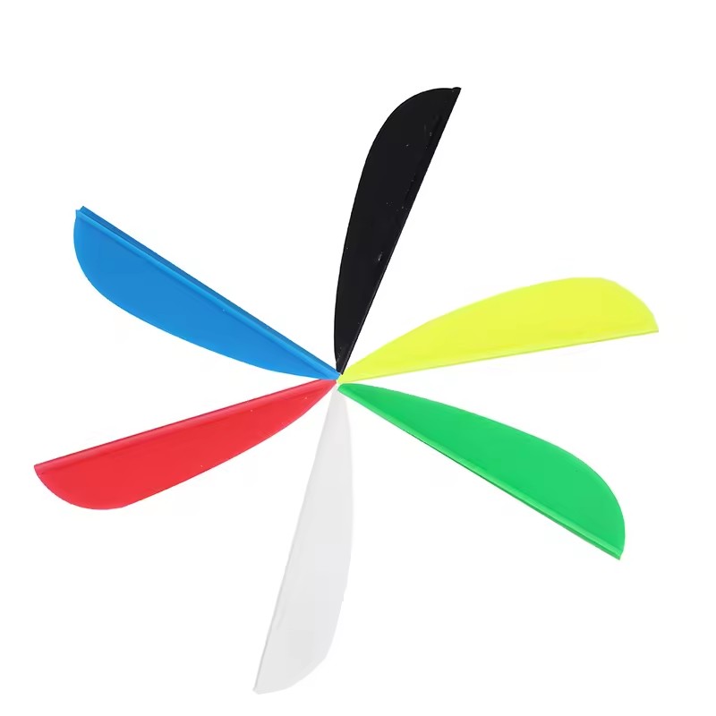 SPG Arrow Feather 2 Inch Compound Recurve Bow Hunting Practice Water Drop Shape Colorful Plastic Carbon Fiberglass Shaft Vane