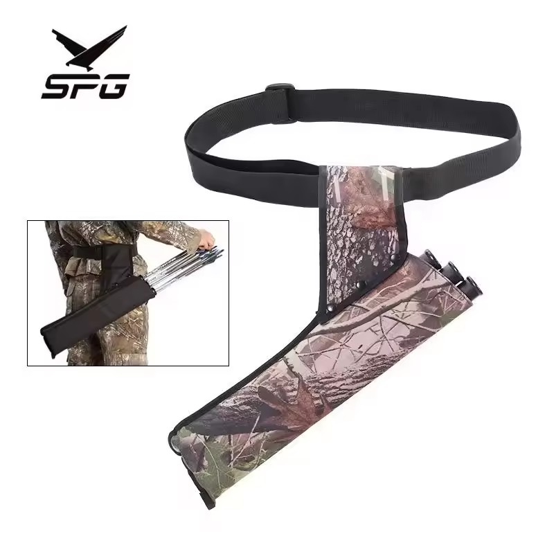 SPG Archery Arrow Quivers Hunting Compound Bow Carbon Arrow Double Harness Belt Shoulder Waist Hung 3 Tube Bag Equipment