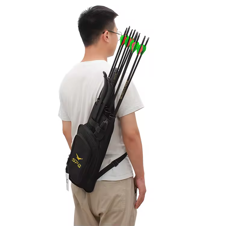 SPG Archery Arrow Quiver Multi-Function 4-Tubes Back Field Quiver Training Takedown Bow Hunting Target Arrows Storage Bag