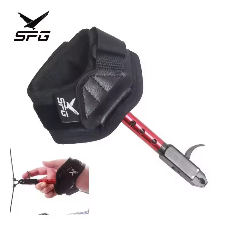 SPG Archery Bow Release Compound Bows Hunting Arrows Wrist 360 Rotating Caliper Stainless Steel Aids Leather Trigger Accessories