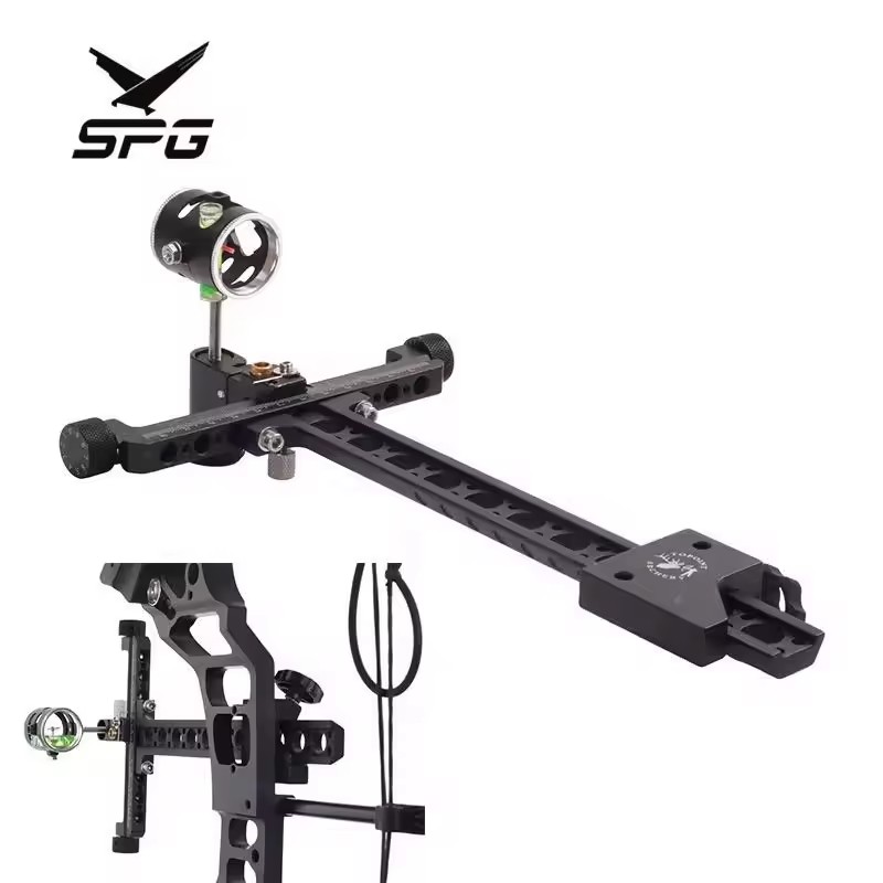 SPG Archery Compound Bow Single Pin Sight Hunting Long Pole LED Lights Adjustable Competition Archer Accessories With Tape Lens