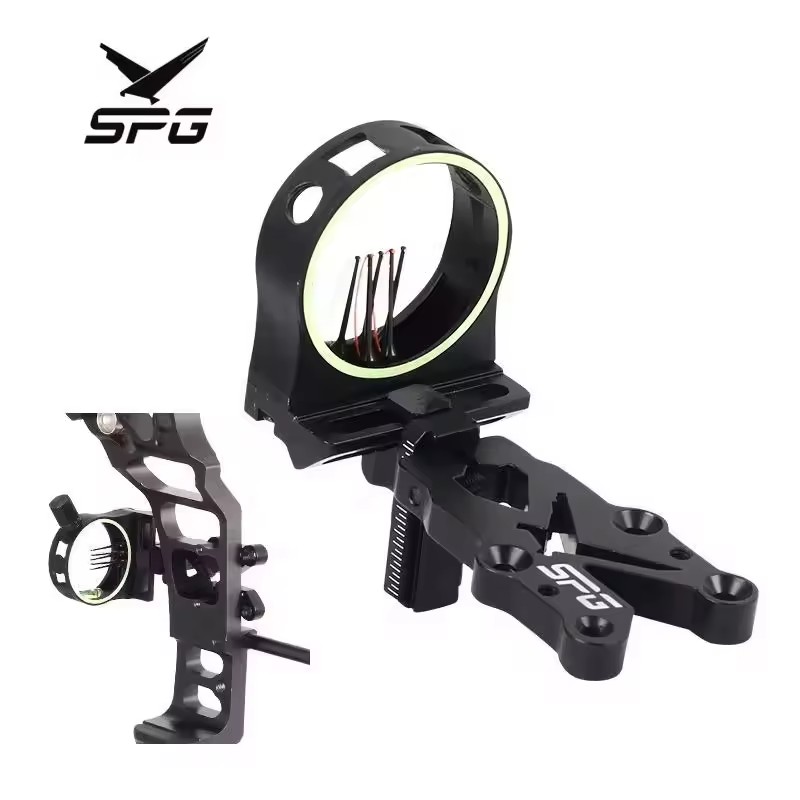 SPG Compound Bow Sight Archery 5 Pins Trophy Ridge React Micro-Click Replacement Optical Fiber Multi View Aiming Accessories