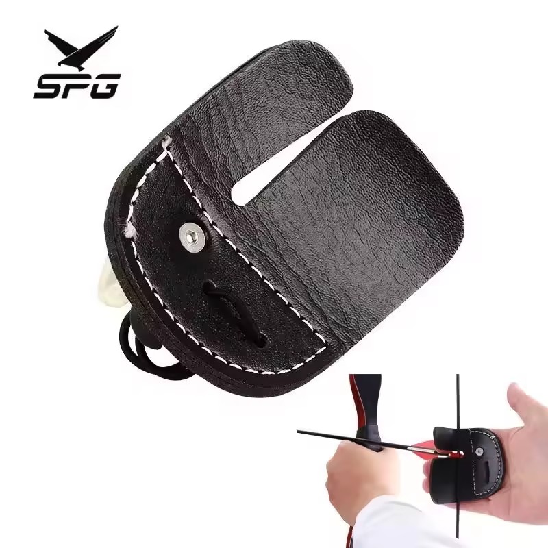 SPG Archery Finger Guard Traditional Recurve Bow Longbow Practice Accessories Leather Hands Protective Arms Gears Equipment