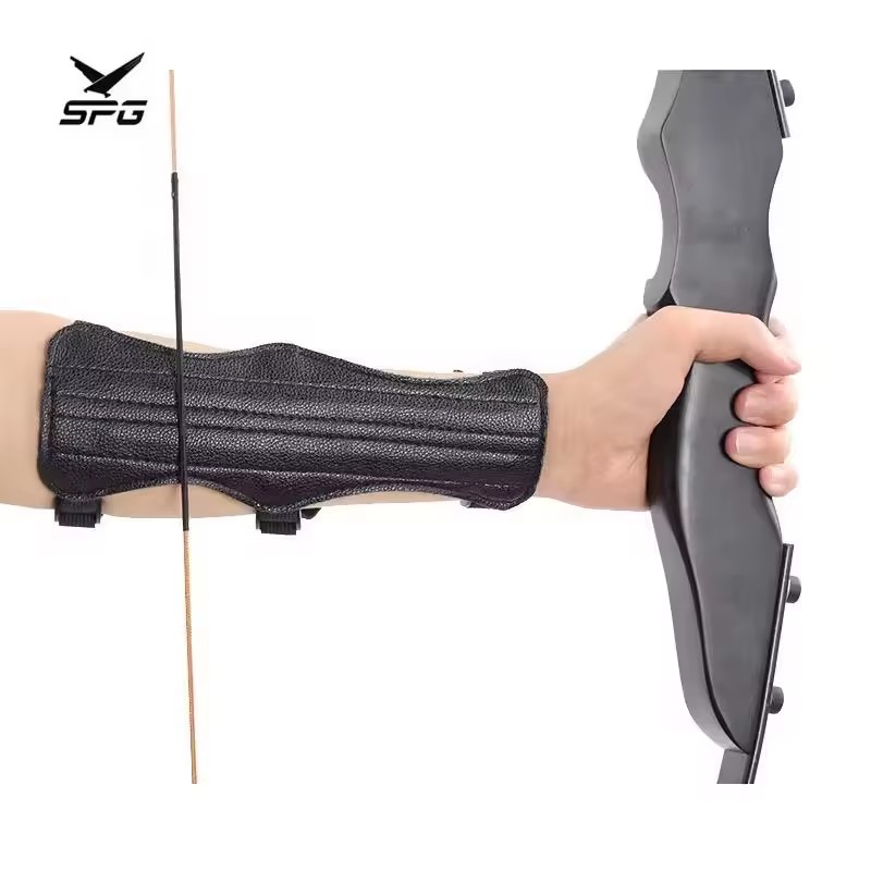 SPG Arm Guard Archery Traditional Recurve Bow Mongolian Longbow Hunting Adjustable Protective Hand Gear Armguard