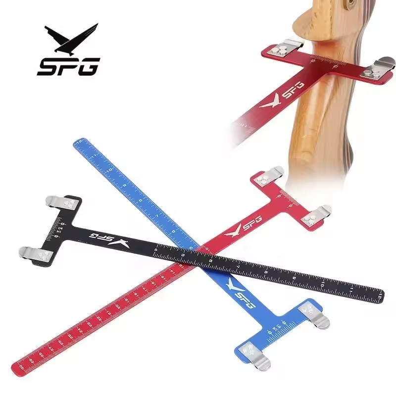 SPG Archery T Square Ruler Aluminum Alloy Compound Recurve Bow Risers Measurement Tool Bowstring Turning Kit Accessories 