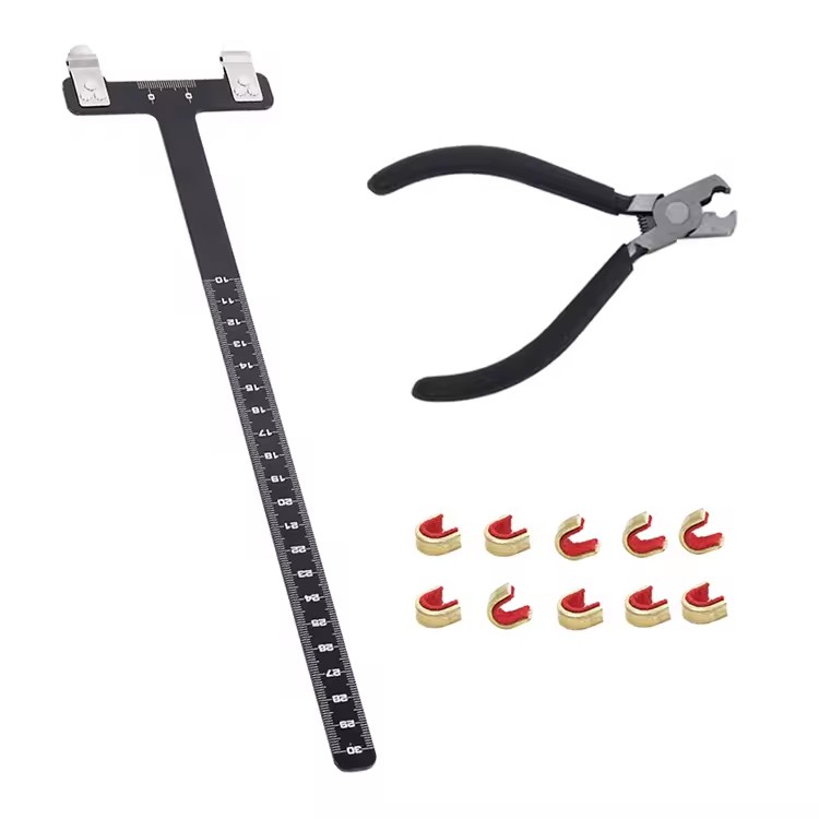 Archery Bow T Square Ruler Pliers Brass Buckle Kit Compound Recurve Longbow Shape Measurement Bowstring Point D-Loop Rope Tools