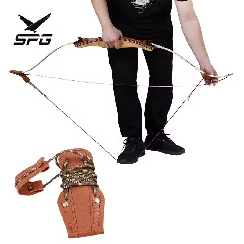 SPG Archery Bow Stringer Hunting Traditional Recurve Bow And Arrow Set Change String Cowhide Auxiliary limbsaver Equipment