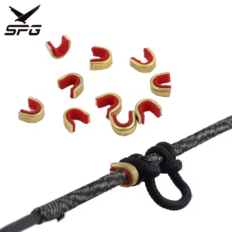 Archery Bow String Buckle Brass Carbon Arrow Nock Point Stabilizing Compound Recurve Bow D Loop Rope Bowstring Accessories