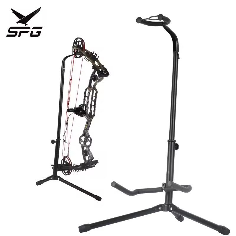 SPG Archery Bow Stand Adjustable Folding Portable Compound Bows Holder Legs Rack Bracket for Target Shooting Hunting Range