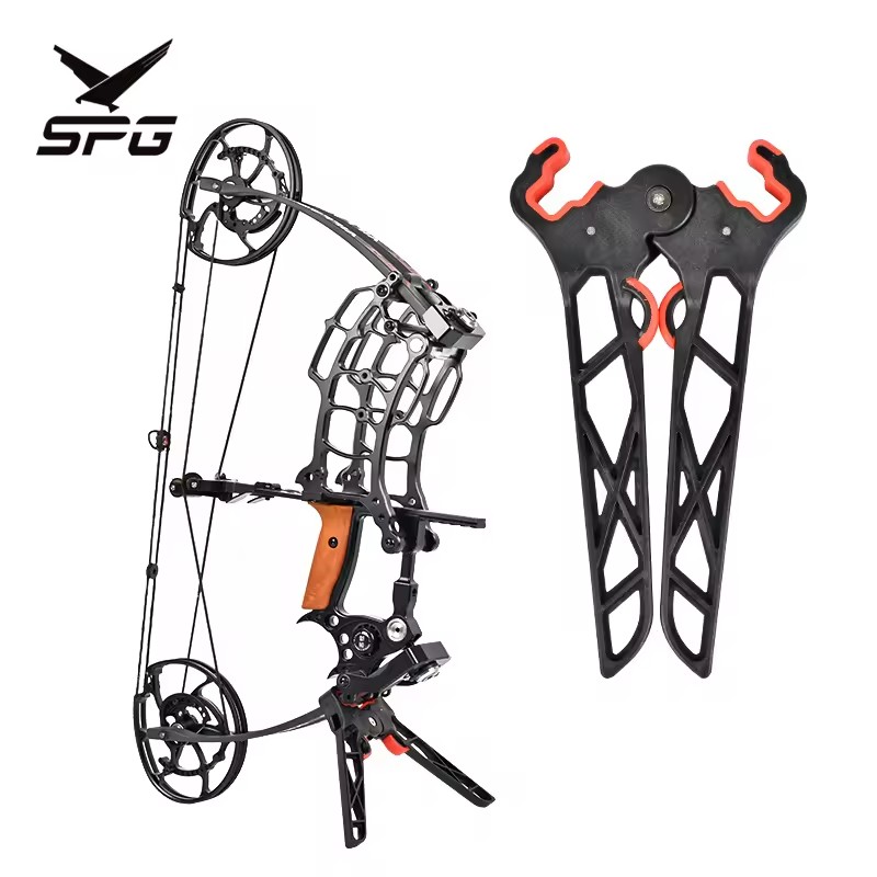 SPG Archery Compound Bow Stand Adjustable Foldable Lightweight Rubber Frame Rack Accessories Hunting Practice Bracket Holder
