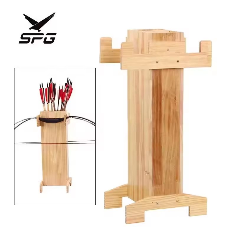 SPG Recurve Bow Stand Archery Tag Adjustable Holder Mongolian Takedown Longbow Hunting Outdoor Practice Wood Rack Equipment