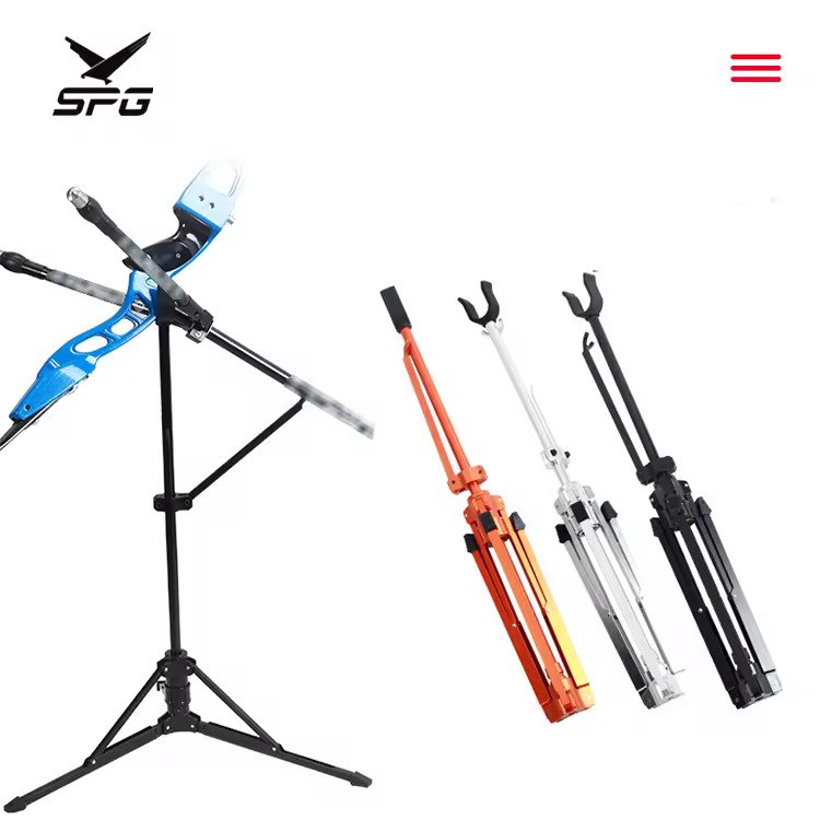 SPG Recurve Bow Stand Archery Tag Foldable Holder Traditional Recurve Takedown Longbow Hunting Outdoor Aluminium Alloy Rack