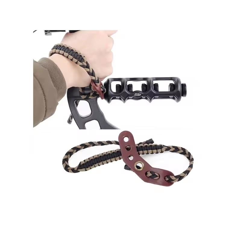 Archery Compound Bow Wrist Sling Protective Gear Longbow Hunting Leather Belt Nylon Strap Handmade Adjustable Accessories