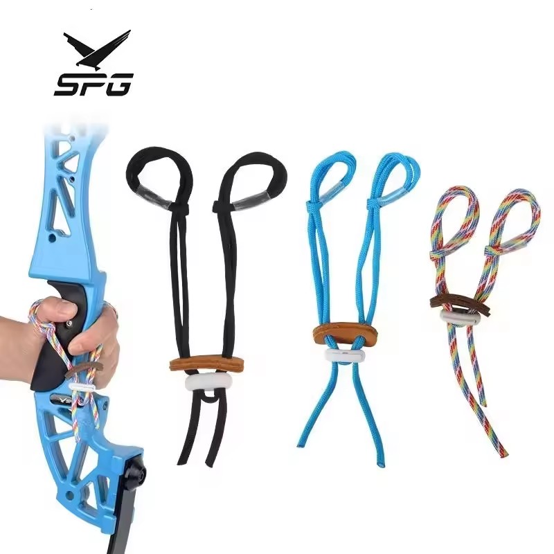 SPG Archery Bow Wrist Sling Straps Finger Sling Adjustable Handmade for Recurve Bows Hunting Target Shooting Accessories