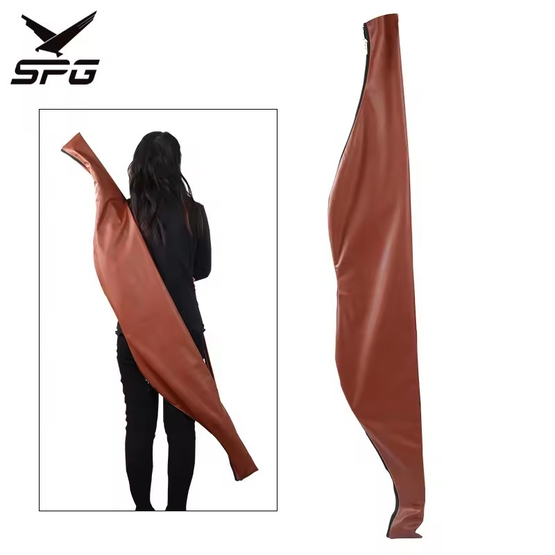Archery Bow Bag Traditional Mongolian Takedown Horse Longbow Leather Storage Pockets Protective Carbon Arrows Equipment