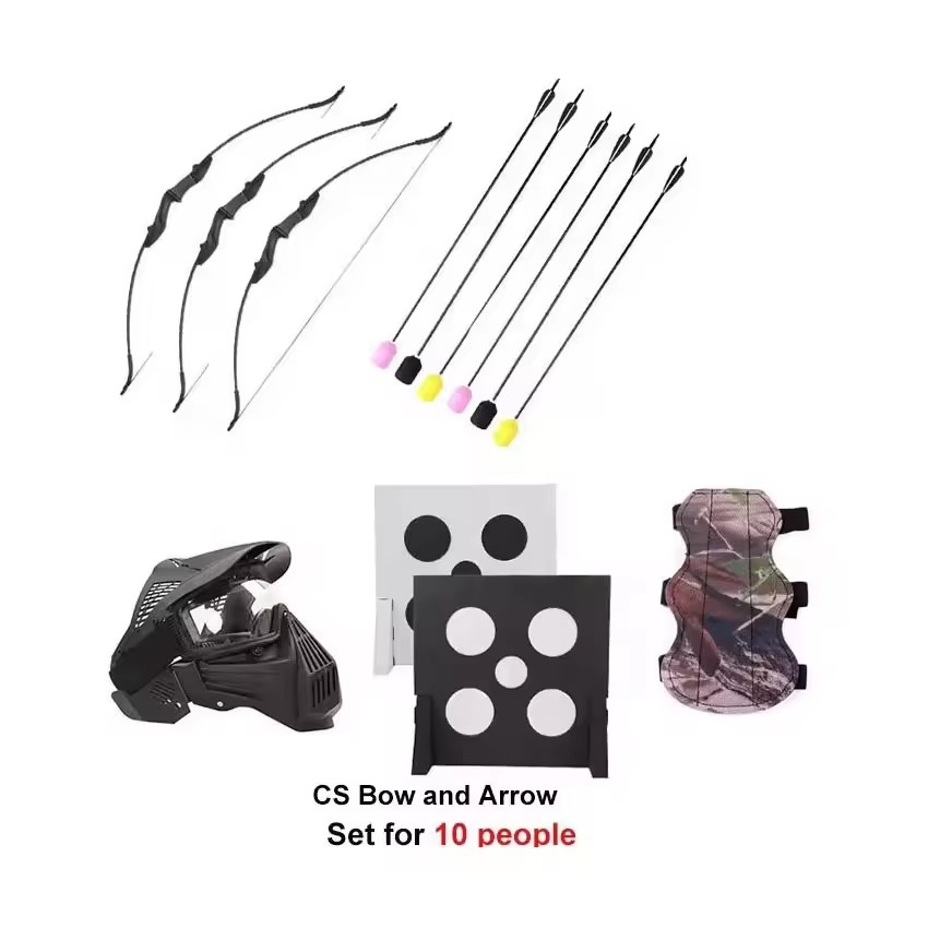 SPG CS Archery Tag Game Outdoor Hunting Practice Recurve Bow and Arrow Set Foam Tip Combat Protective Equipment for 10 People