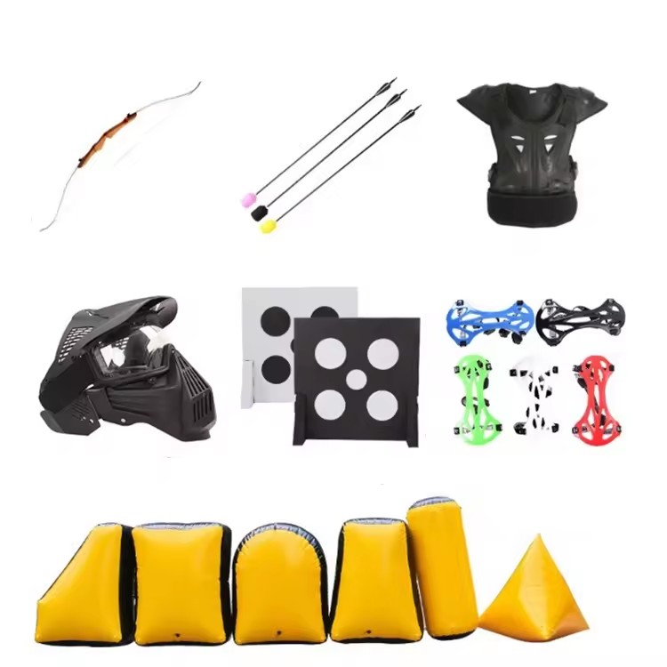 CS Archery Tag Set Game 20 Person Inflatable Safety Hunting Foam Tip Fiberglass Arrow Recurve Bow with Protection Vest Arm Guard
