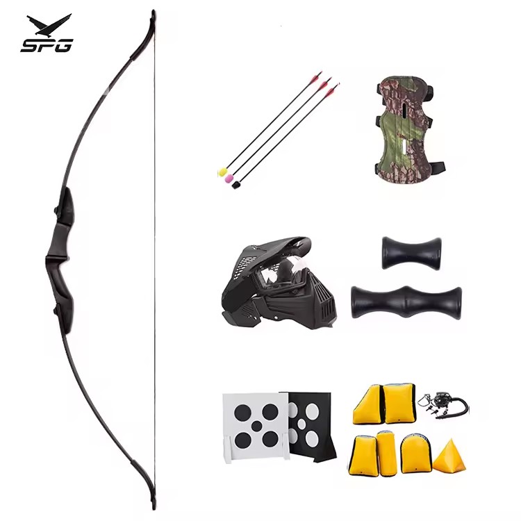 CS Archery Tag Set Game 16 Men Inflatable Safety Hunting Foam Tip Arrow Recurve Bow with Protection Vest Arm Guard Equipment